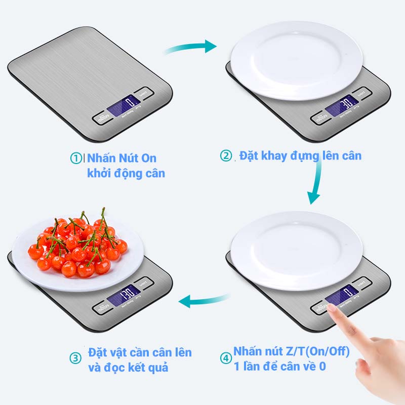 Cân Nhà Bếp 5Kg-1g Cân Điện Tử Tiểu Ly Làm Bánh, Cân Yến Độ Chính Xác Cao Tặng Kèm 2 Viên Pin AAA