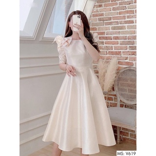  ☘️ VÁY GẤM HOA PHỐI TẰM CÚC NGỌC tay bồng voan tơ dáng ôm eo đuôi cá chữ A ngắn xẻ đùi màu vintage sang chảnh tiểu thư 