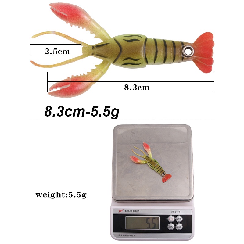 4 Mồi Tôm Giả Câu Cá Bằng Silicone Cao Su Mềm 5.5g-8.3cm