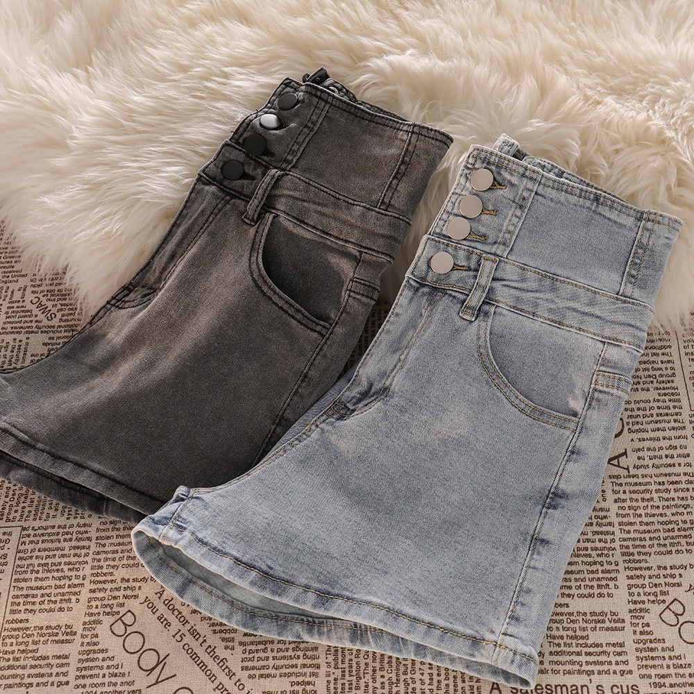 NUZIRO  Quần Short Denim Lưng Cao Cột Dây Thời Trang Cho Nữ