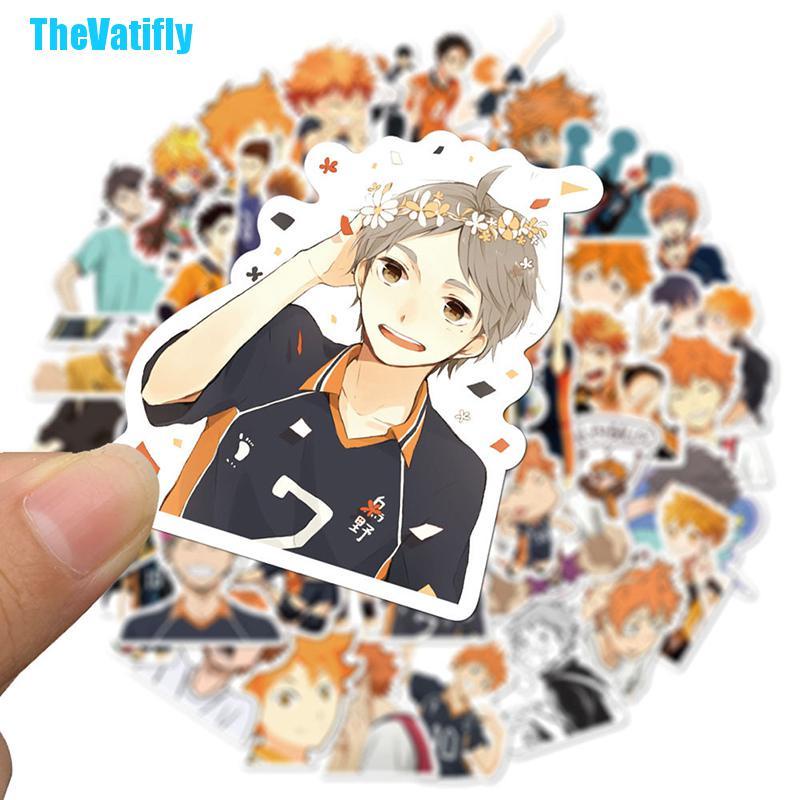 Bộ 52 Miếng Dán Trang Trí Hình Anime Haikyu Dễ Thương