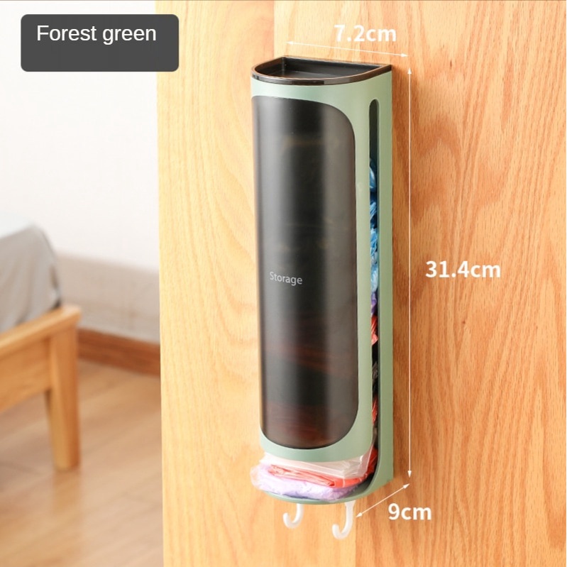 Kitchen wall-mounted garbage bags with hooks can be used to organize plastic bag collectors.