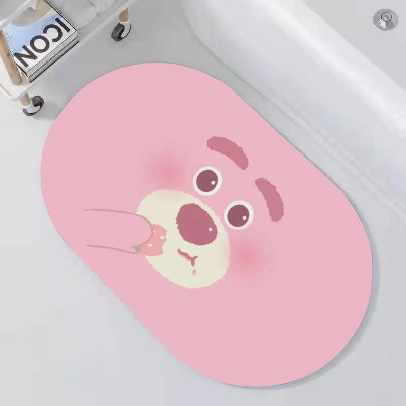 combo 2 thảm lau chân thấm nước chống trượt nhà tắm nhà bếp gấu LOTUS hồng chùi chân hút nước siêu dày đế cao su loại 1