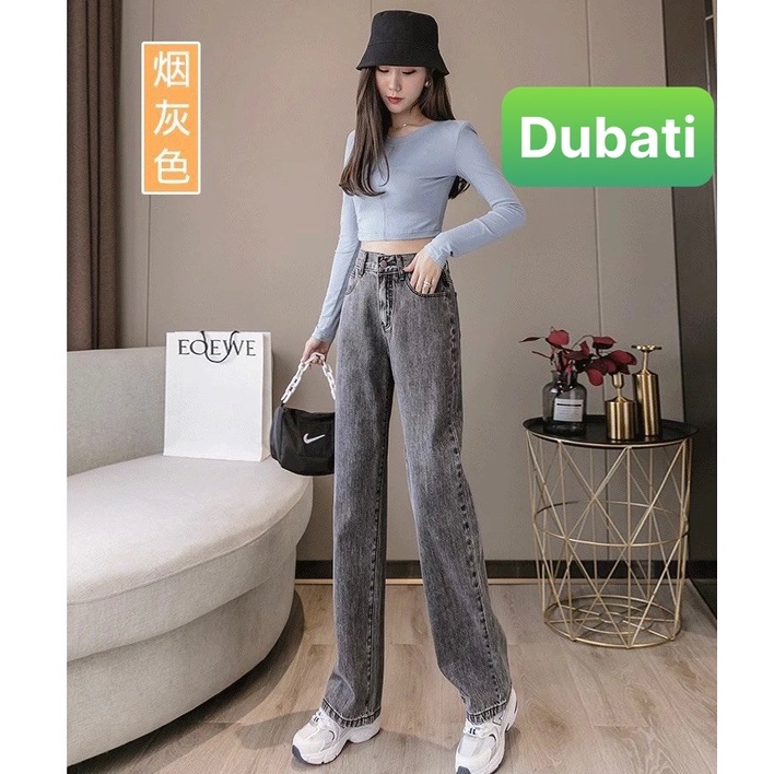 QUẦN BAGGY JEAN NỮ XUÔNG CHẤT BÒ ĐEN XÁM XANH ỐNG SUÔNG RỘNG DÀI LƯNG CAO NÂNG MÔNG HOT MÙA HÈ- DUBAITI FASHION