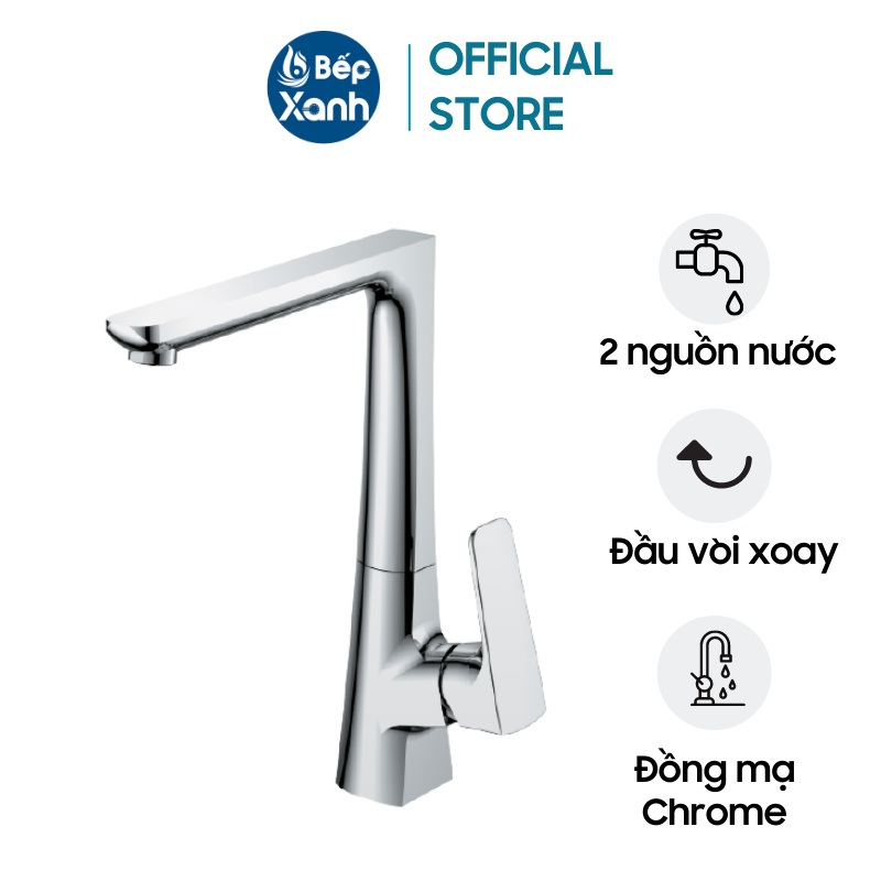 Vòi Rửa Chén Malloca K292C - 2 Nguồn Nóng Lạnh - Đồng Mạ Chrome