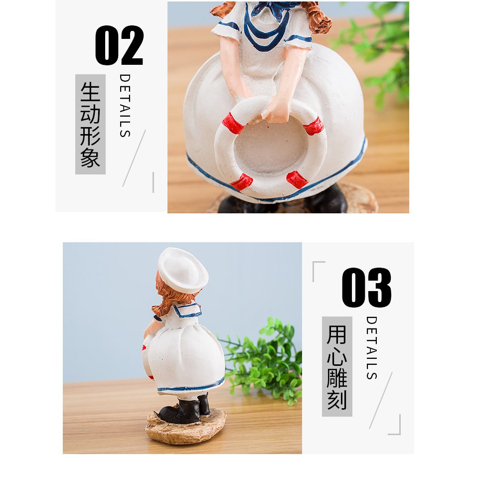 Set 2 búp bê hải quân mông to trang trí - Decor đồ trang trí theo phong cách biển Địa Trung Hải