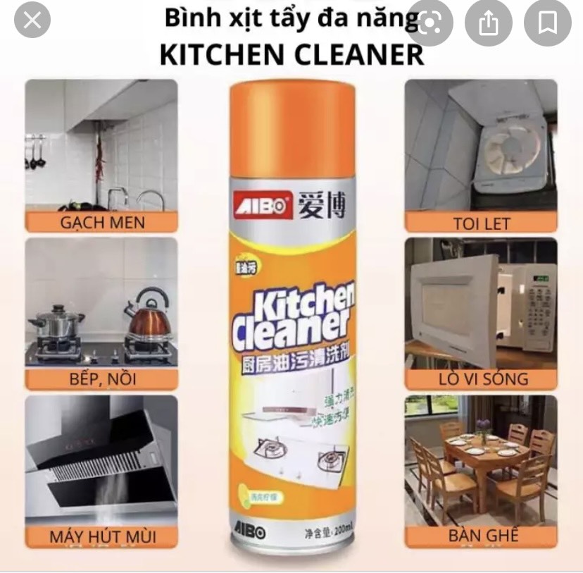 Bình xịt tẩy rửa bếp, máy hút mùi, lò nướng AIBO chính hãng hiệu năng vượt trội