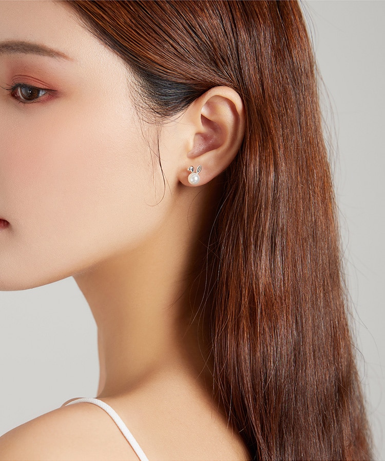 BAMOER Bông Tai Bạc 925 Hình Thỏ Dễ Thương BSE463