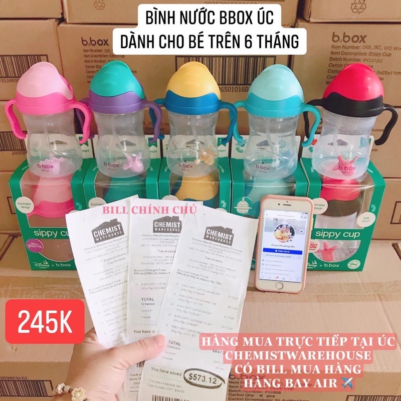 BÌNH UỐNG NƯỚC CHO BÉ SIPPY CUP BBOX 240ml - HÀNG ÚC - BILL MUA HÀNG TẠI KHO ẢNH