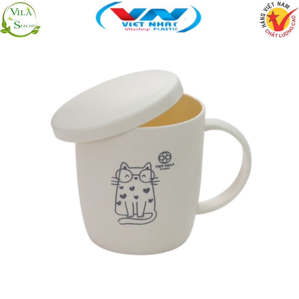 Cốc Uống Nước KÈM NẮP (6039) Việt Nhật, Cốc Nhựa Đa Năng Có Quai Cầm Chịu Nhiệt Tốt