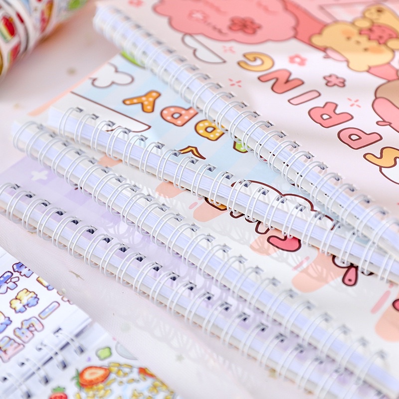Sổ Chiết Washi Sticker Lò Xo 30 Tờ Hình Cô Gái Xinh Xắn
