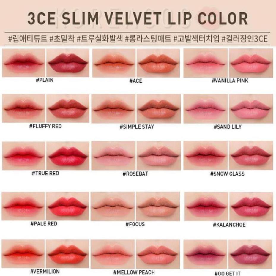 [CHÍNH HÃNG] Son Thỏi Lì 3CE Slim Velvet Lip Color | BigBuy360 - bigbuy360.vn