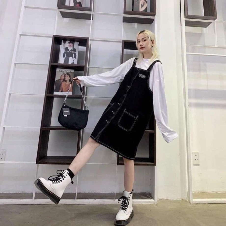 VÁY YẾM CHỈ NỔI FORM RỘNG CÁ TÍNH MIX ĐỒ CHẤT - SET YẾM DẬP CHỈ TAY LỠ