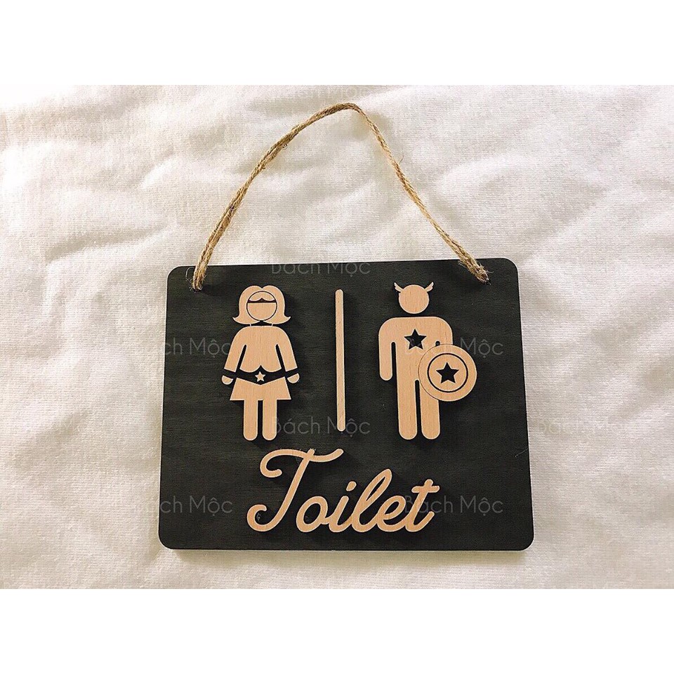 Biển gỗ toilet, wc trang trí nhà cửa xinh xắn