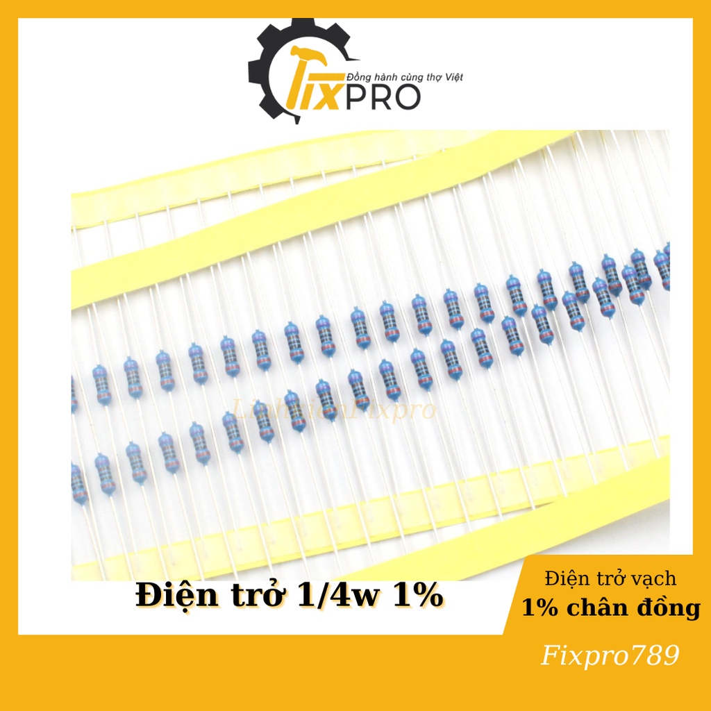 Điện trở 220R 1/4W 1% chân đồng túi 100c