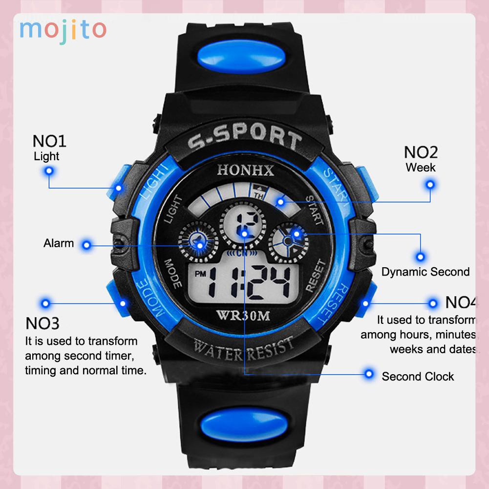 MOJITO Fashion Multifunction Waterproof Boy Sports Electronic Children Watches