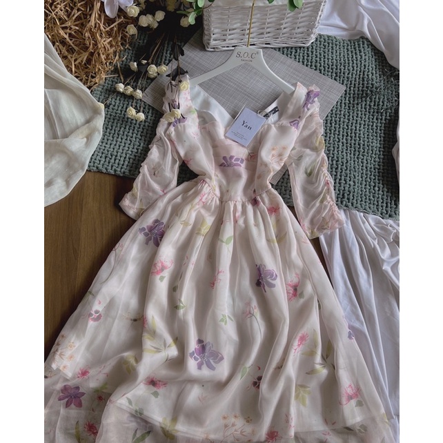 Váy đi tiệc voan lụa dáng dài cao cấp có size S-M