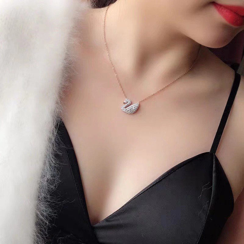 Phong Cách Mới Bán Chạy Dây Chuyền Bằng Thép Không Gỉ Đính Kim Cương Toàn Diện Hình Thiên Nga Đơn Giản Thời Trang Cao Cấp Cho Nữ