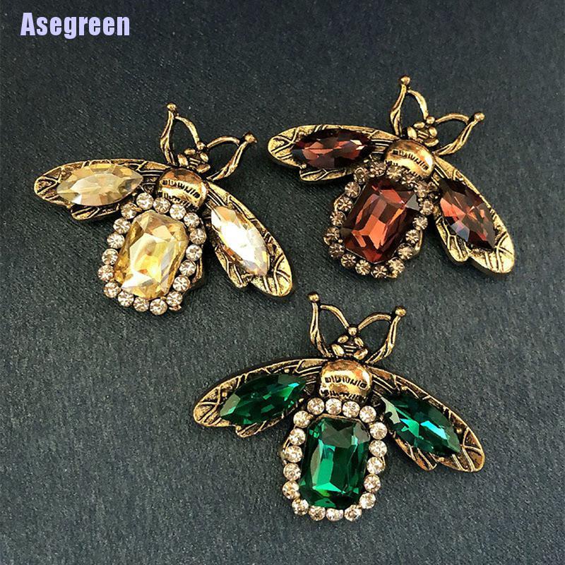 Ghim cài áo hình con ong đính đá pha lê giả phong cách vintage xinh xắn