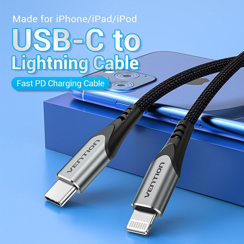 Cáp Vention USB C sang Lightning 3A PD hỗ trợ sạc truyền dữ liệu nhanh 480Mbps