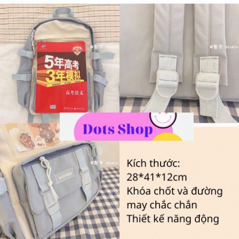 Balo Học Sinh Cấp 2 Cấp 3 Cặp Sách Nữ Nam Đi Học Ulzzang Thời Trang Hàn Quốc Dots Shop Chống Thấm Nước Giá Rẻ - Hàng nhậ