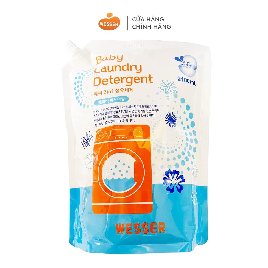 Nước giặt xả quần áo sơ sinh Wesser  Túi 2100ml Làm Mềm Vải, Loại Mùi Hôi - Nước giặt quần áo trẻ em - Timikid