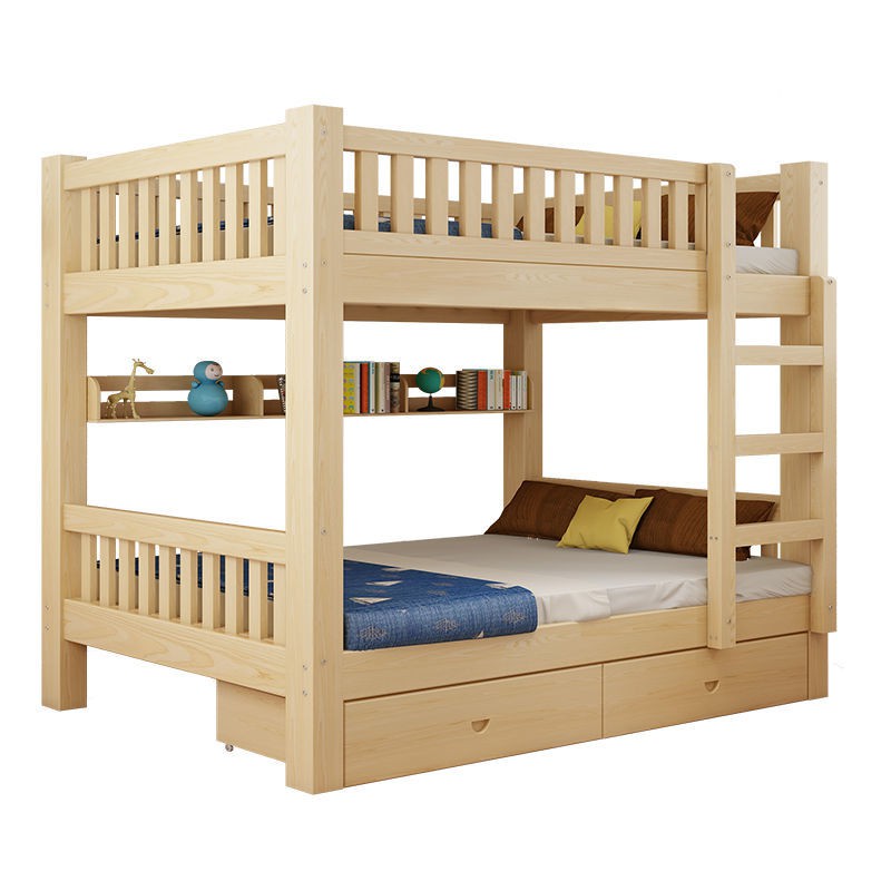 Giường tầng bằng gỗ đặc dày và dành cho người lớn trong phòng ngủ tập thể chiều cao trẻ em1