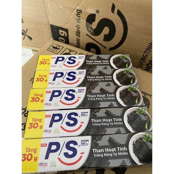 Combo 5 cây kem đánh răng P/S than hoạt tính 30g