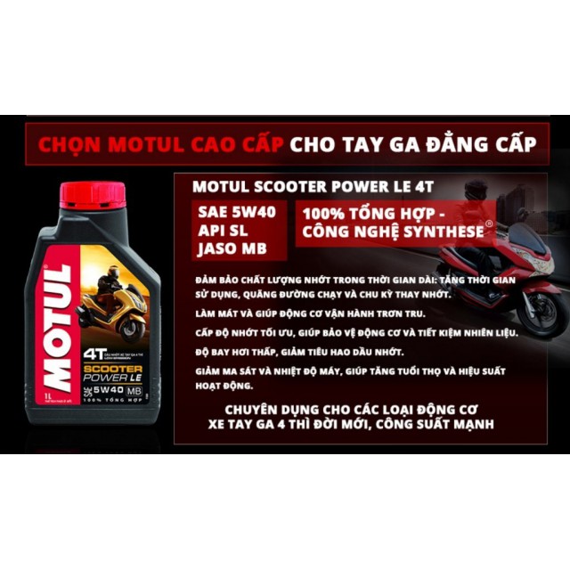 [FREESHIP] Dầu nhớt CAO CẤP chuyên dụng cho xe tay ga Motul Scooter Power LE 5w40 800ml