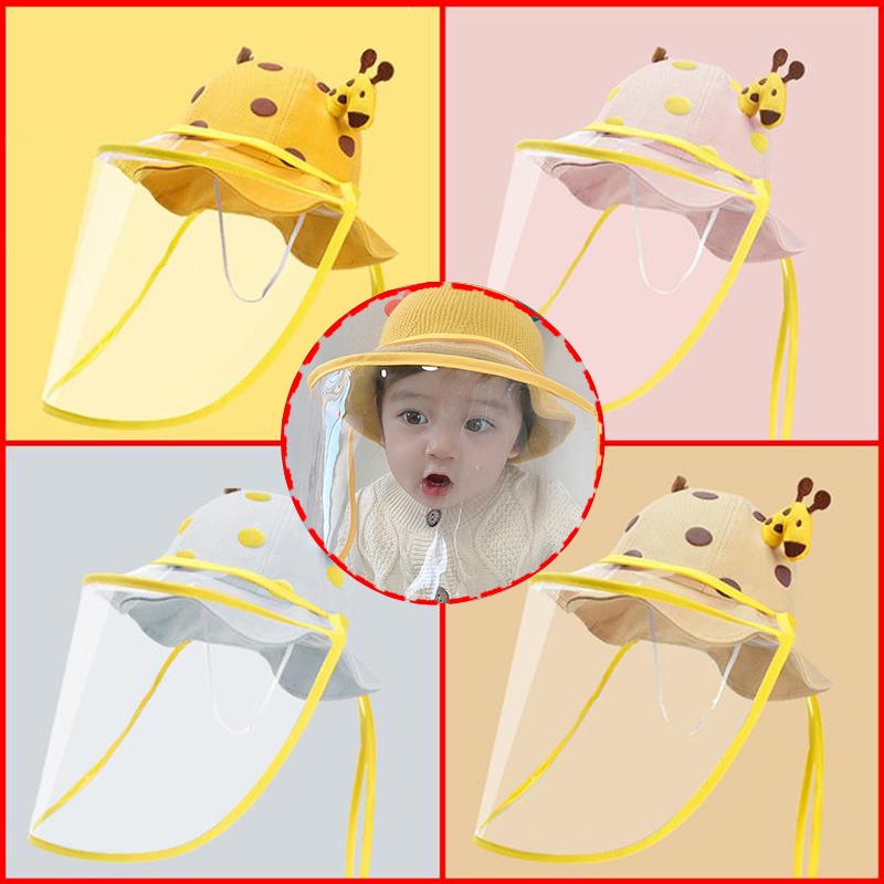 Nón Tai Bèo Luckycandy Che Nắng Chống Thấm Nước Hình Hươu Cao Cổ Có Thể Tháo Rời Cho Bé 0-2 Tuổi