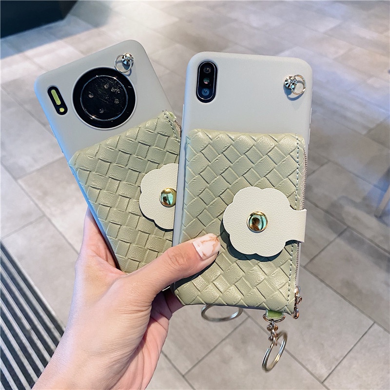 Ốp Điện Thoại Mềm Dạng Ví Dệt Có Dây Đeo Cho OPPO F1S A59 A57 A39 A3S A5S A12 A12E A1K A15 A15S A53 A54 A73 A31 2020 A71