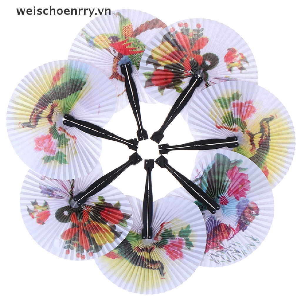 Quạt Xếp Cầm Tay Bằng Giấy In Họa Tiết Phong Cách Trung Hoa Ww