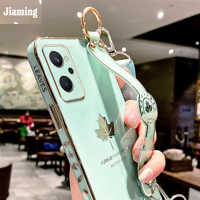 Ốp Điện Thoại Họa Tiết Lá Phong Có Giá Đỡ Và Dây Đeo Cho Realme 9i