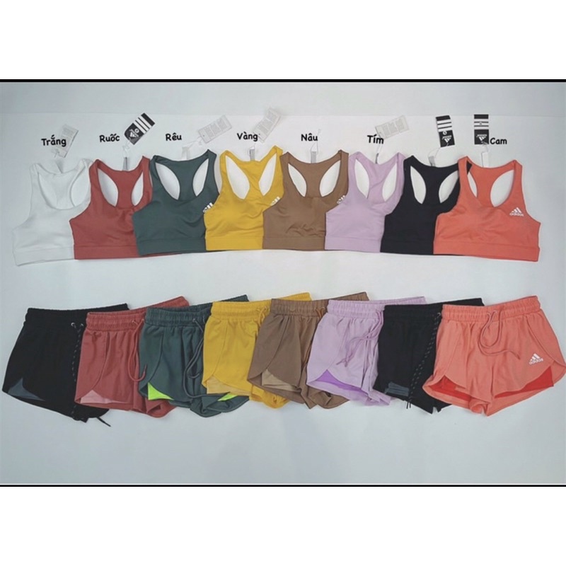 Đồ tập gym Nữ cao cấp -Bộ quần shot 2lớp,áo 3lỗ🍃🍃