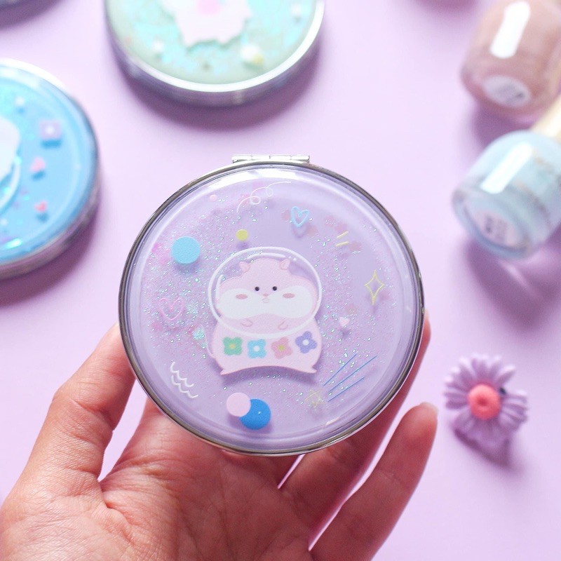 Gương gập tròn nhũ chảy Hamster