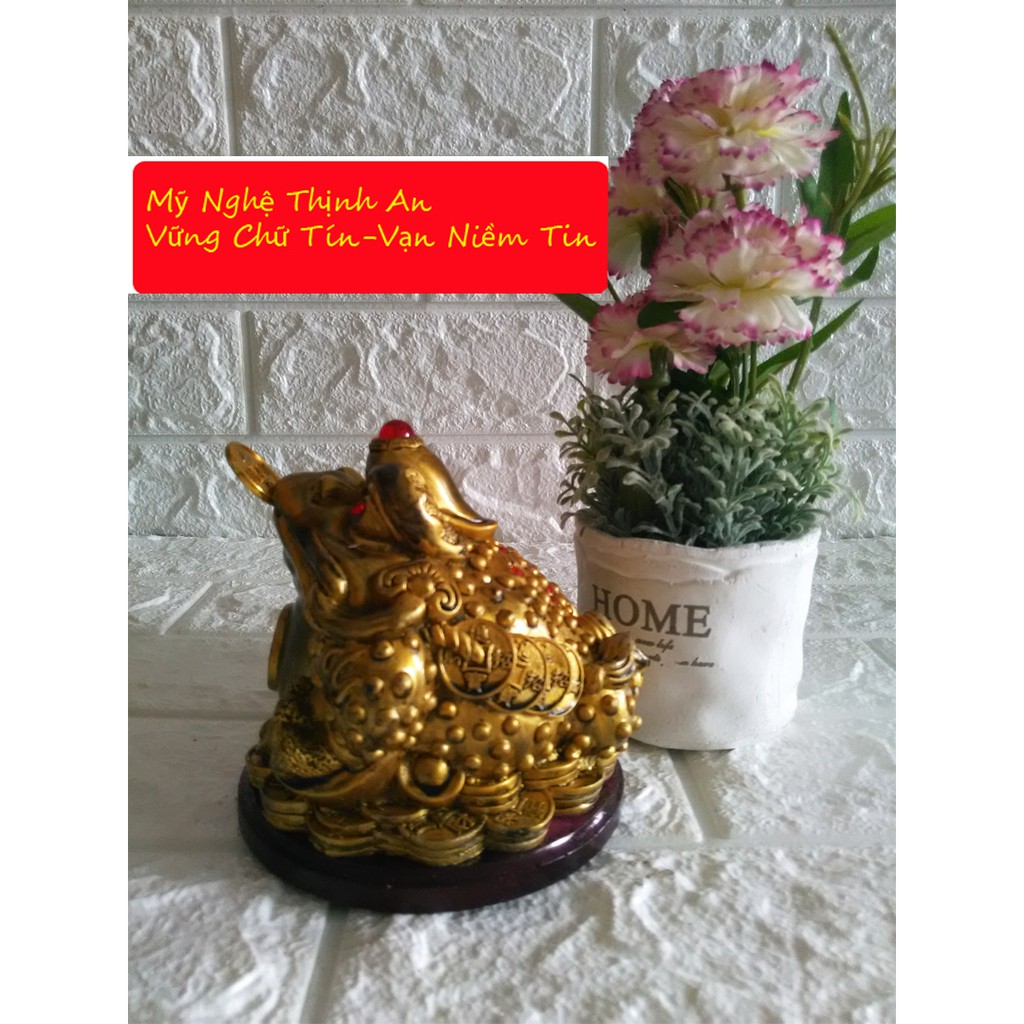 Tượng Cóc ba chân ngậm tiền vàng chiêu giữ tài lộc màu đồng TTD16 | BigBuy360 - bigbuy360.vn