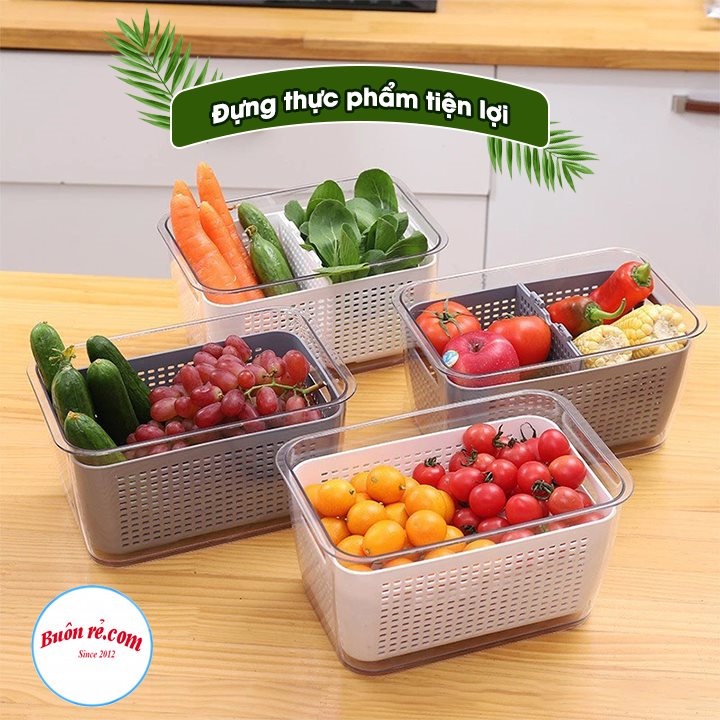 Hộp đựng thực phẩm 2 lớp Hokori, Hộp bảo quản thức ăn có lỗ thoát nước Việt Nhật  -Buôn rẻ 01541