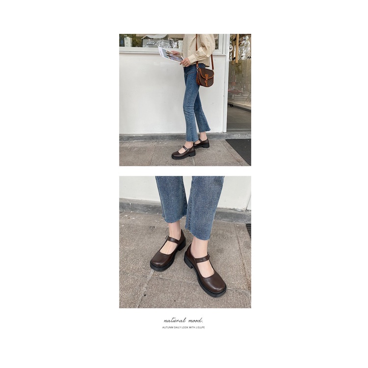 Giày da công chúa thời trang xuân thu phong cách Retro cho nữ 2021