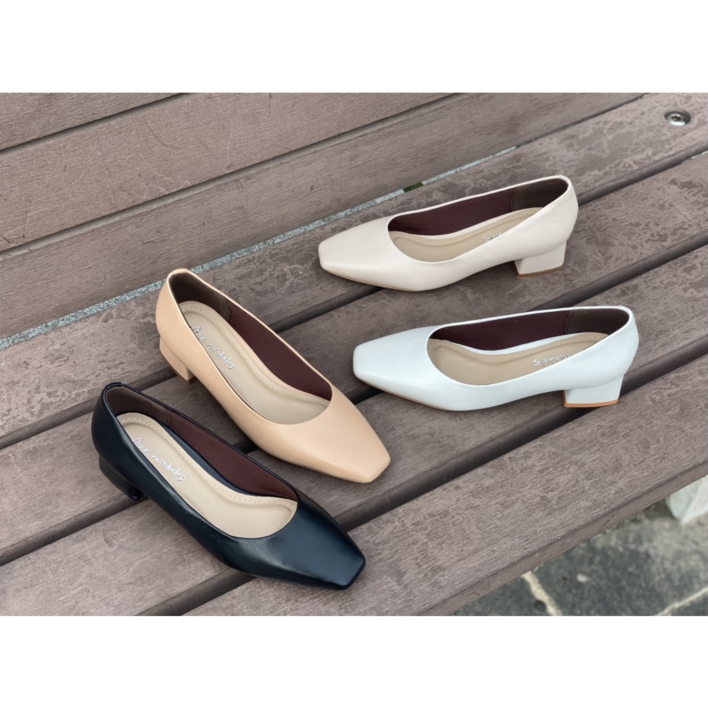 Giày cao gót công sở nữ 3 phân mũi vuông gót vuông da mềm cao cấp