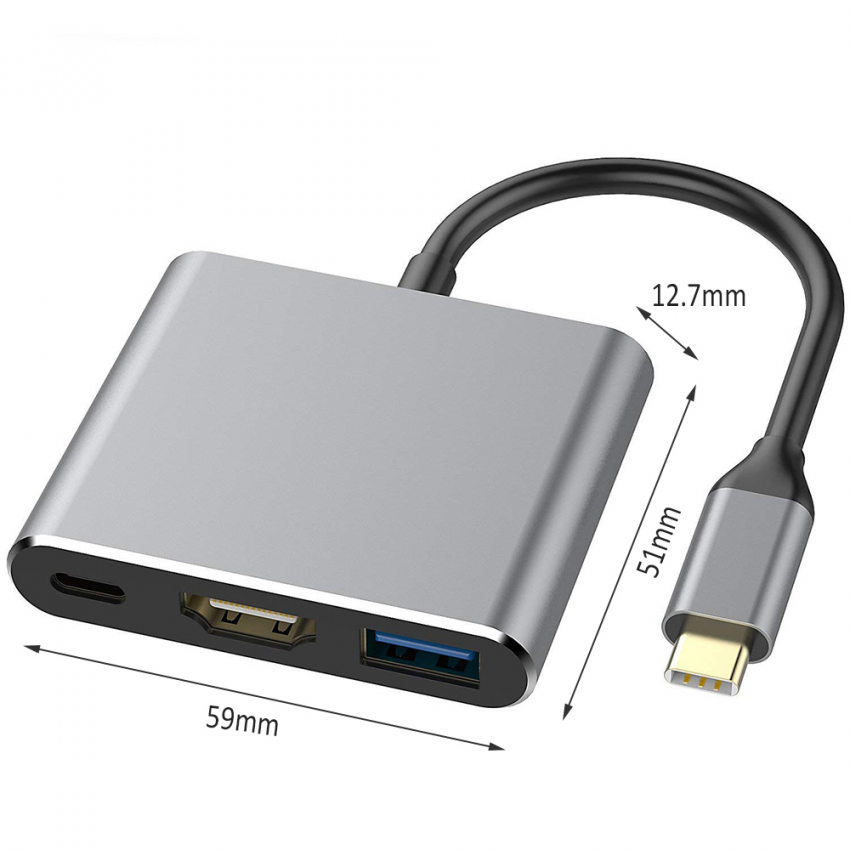 3 trong 1 USB 3.1 Type-C Sang HDMI Usb C Sang Usb / PD Nguồn cấp thẻ Đầu đọc Docking Station Converter