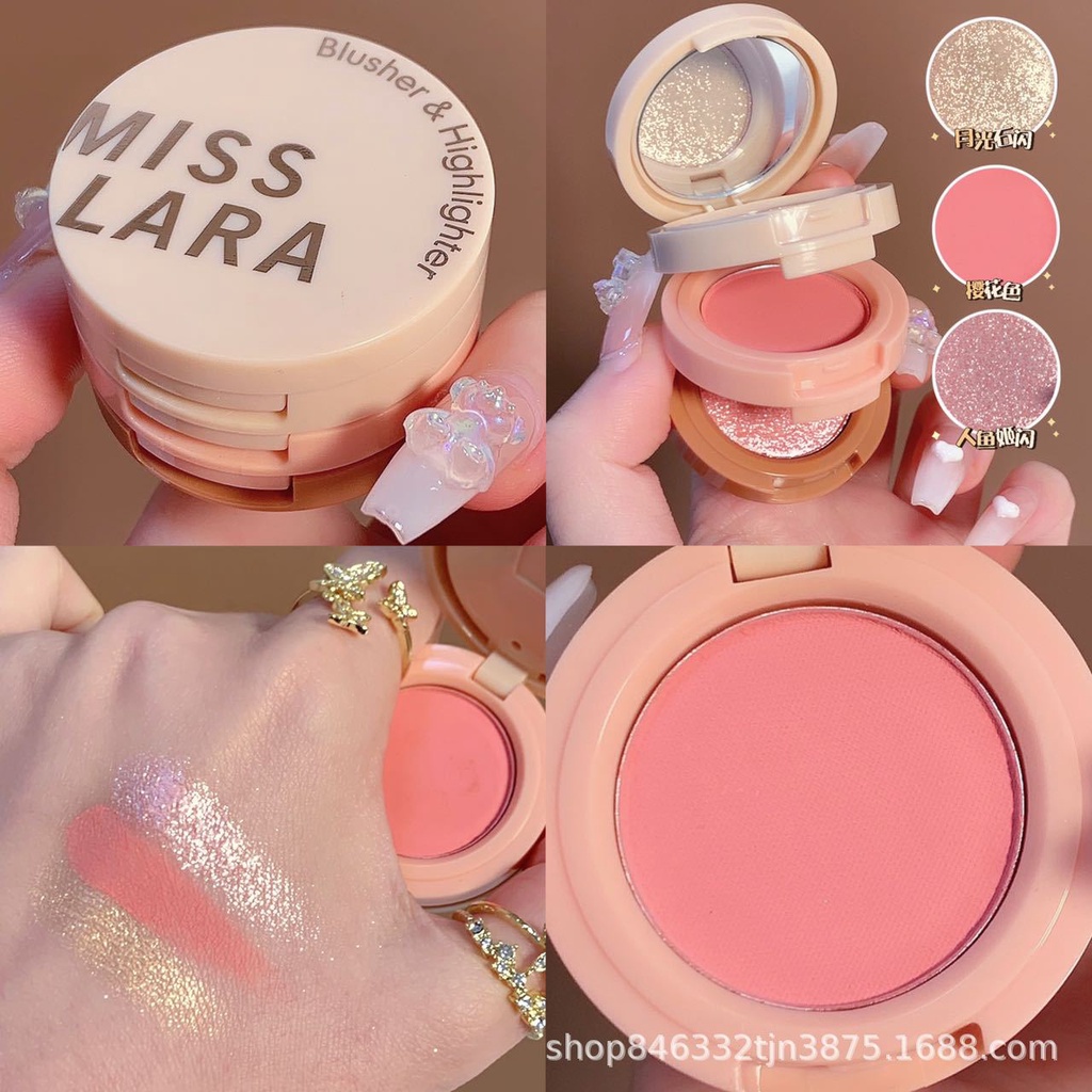 Phấn Má Hồng Bắt Sáng Miss Lara 3 Tầng 3 Màu Sắc Trang Điểm Kèm Gương Cực Xinh