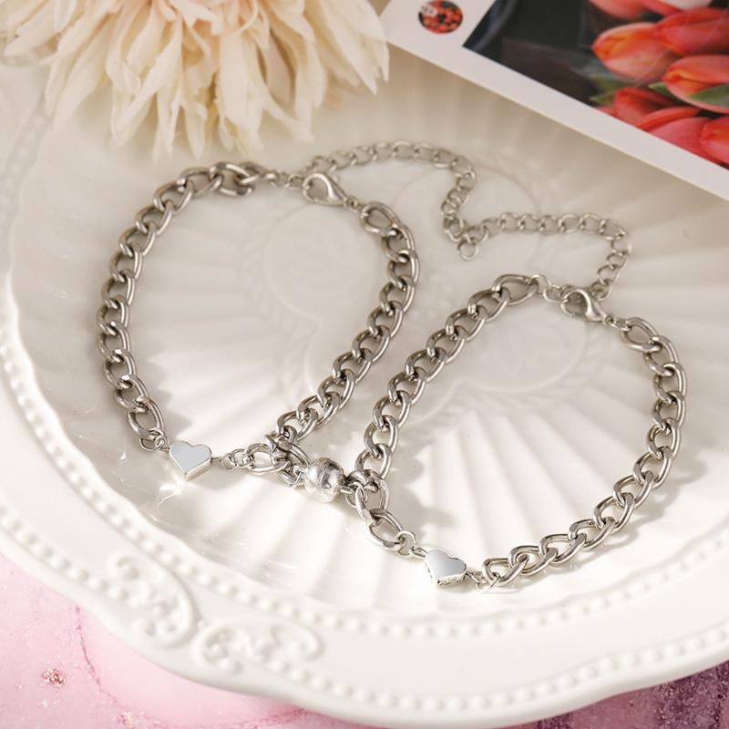 Vòng Tay Cặp Màu Sắc Bạc Từ Tính Có Thể Điều Chỉnh Kích Thước