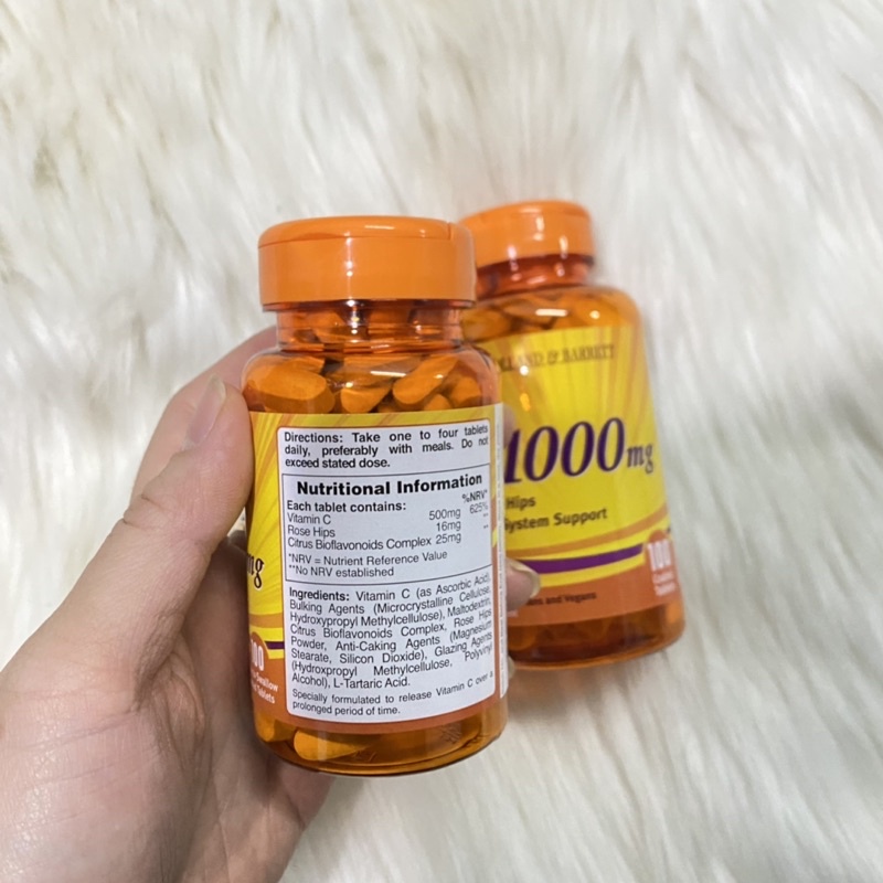 VITAMIN C 500mg - VITAMIN C 1000mg Holland &amp; Barrett lọ 100 viên - Bổ sung vitamin C tăng sức đề kháng cơ thể