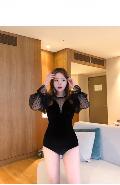 Bikini 1 Mảnh Dài Tay - Đồ Bơi 1 Mảnh Dài Tay Nhung - Monokini Dài Tay