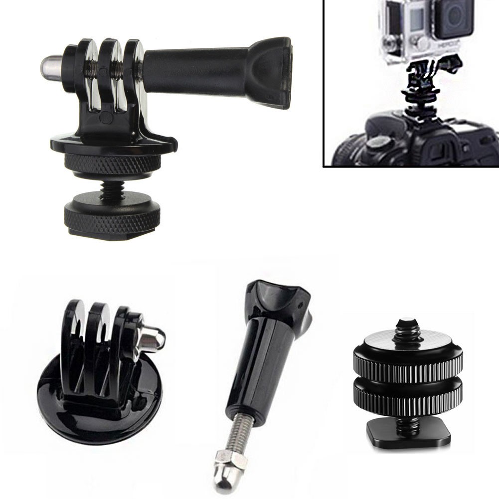 Bang♔ 1/4'' Hot Shoe Adaptor + Tripod Mount + Screw For GoPro Hero 2 3 3+ DSLR Cameras