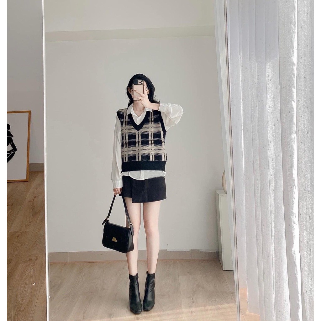 Áo len gile nữ hàn quốc from rộng họa tiết thổ cẩm phong cách Ulzzang xinh xắn Quảng châu LOẠI 1 siêu đẹp AL08 | BigBuy360 - bigbuy360.vn