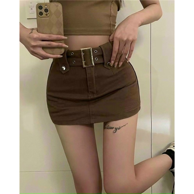 Chân váy dáng ngắn chữ A, kèm đai belt,style ulzzang ly alohashop91