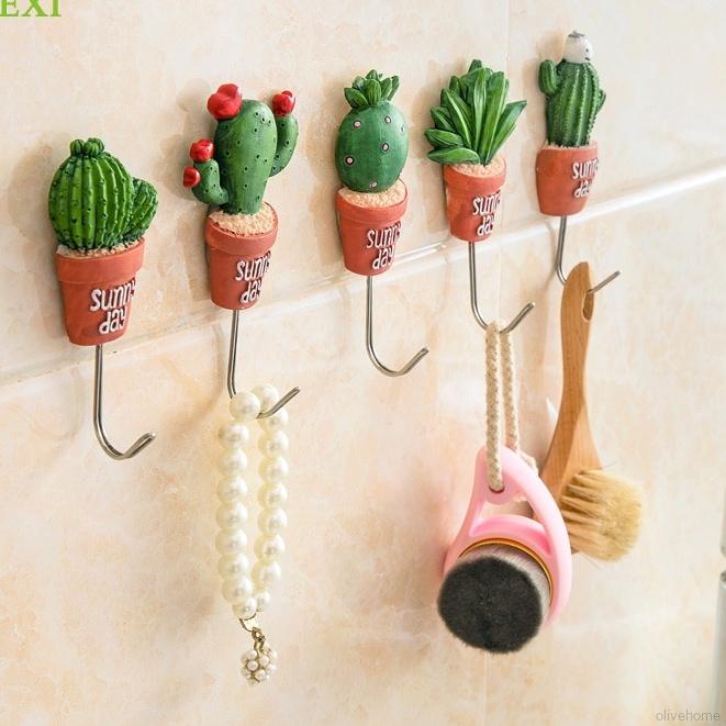 Móc treo đồ gắn tường bằng thép không gỉ thiết kế hình cây xương rồng dễ thương