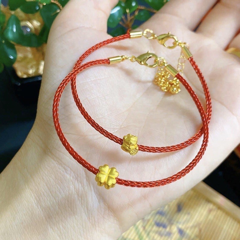 Charm cỏ bốn lá 24k,Cỏ 4 lá 24 karat mini-Minh Tâm Jewelry