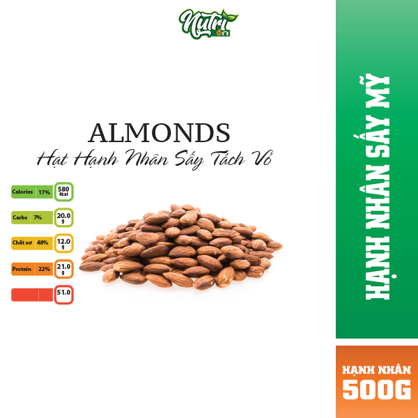 Nhân Hạnh Nhân đã sấy ăn liền thương hiệu Nutrion 500g